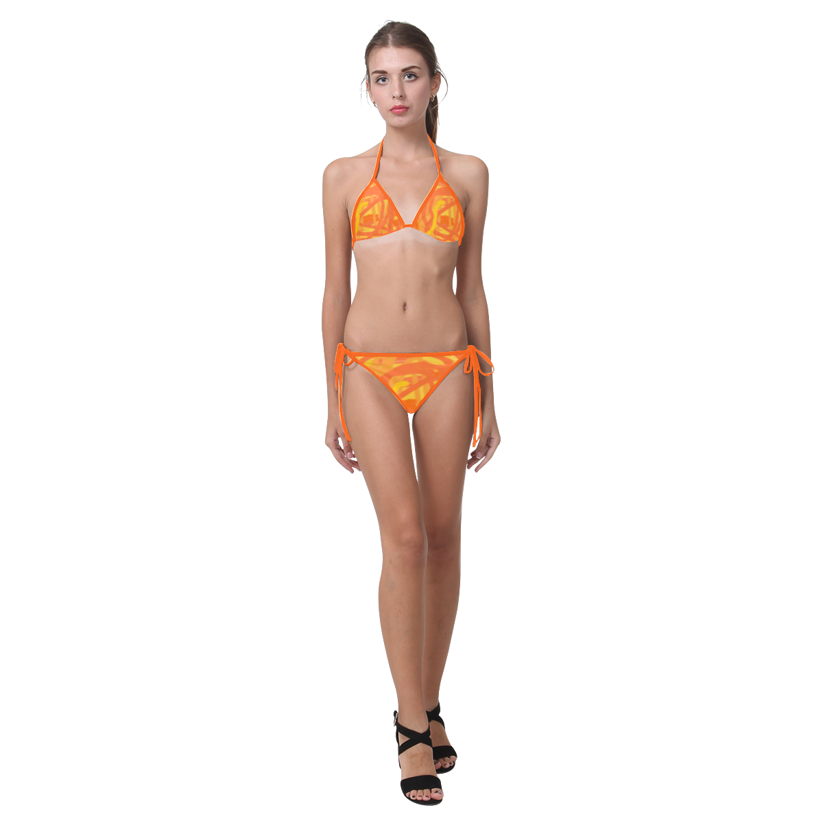 Orange and Yellow Scribbles Custom Bikini Swimsuit (Model S01)