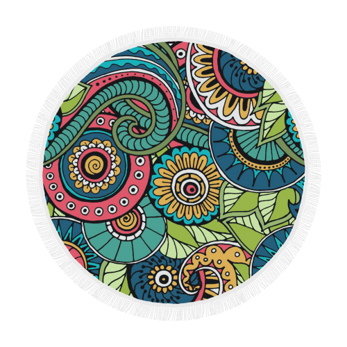 Mandala Pattern Circular Beach Shawl 59"x 59"