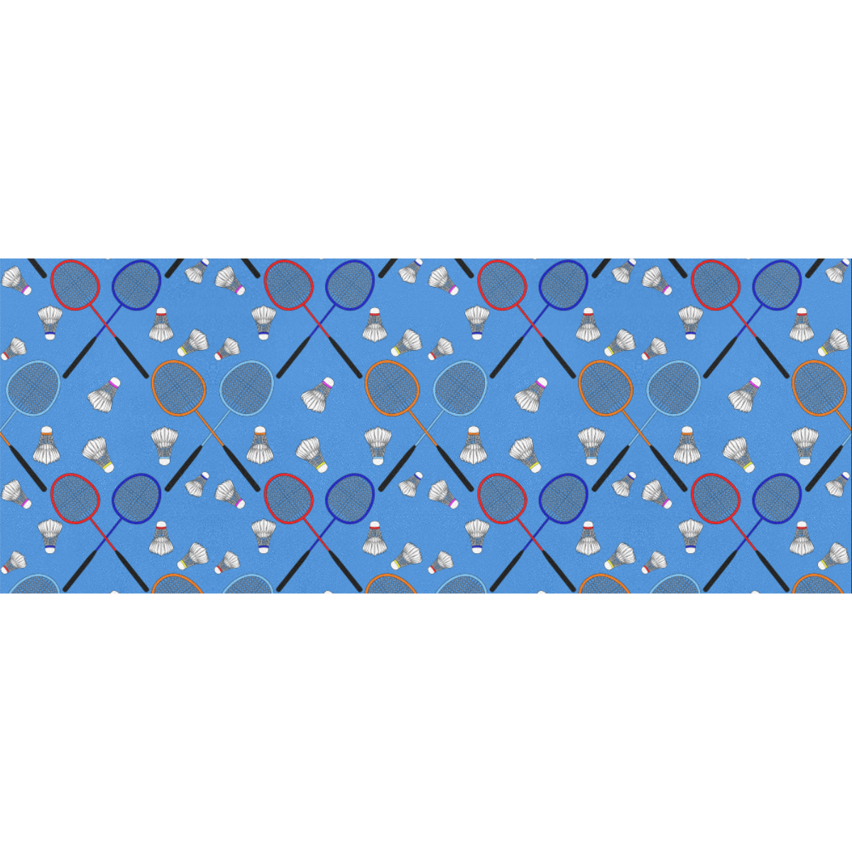 Badminton Rackets and Shuttlecocks Pattern Sports Blue Gift Wrapping Paper 58"x 23" (5 Rolls)