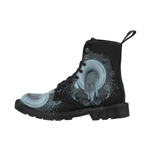 Wolf in black and blue Martin Boots for Women (Black) (Model 1203H)