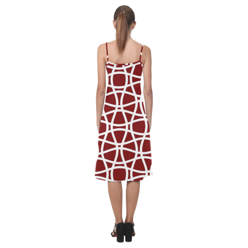 Crimson and white pattern Alcestis Slip Dress (Model D05)