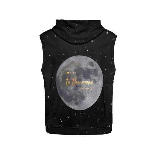 TO THE MOON AND BACK All Over Print Sleeveless Hoodie for Women (Model H15)