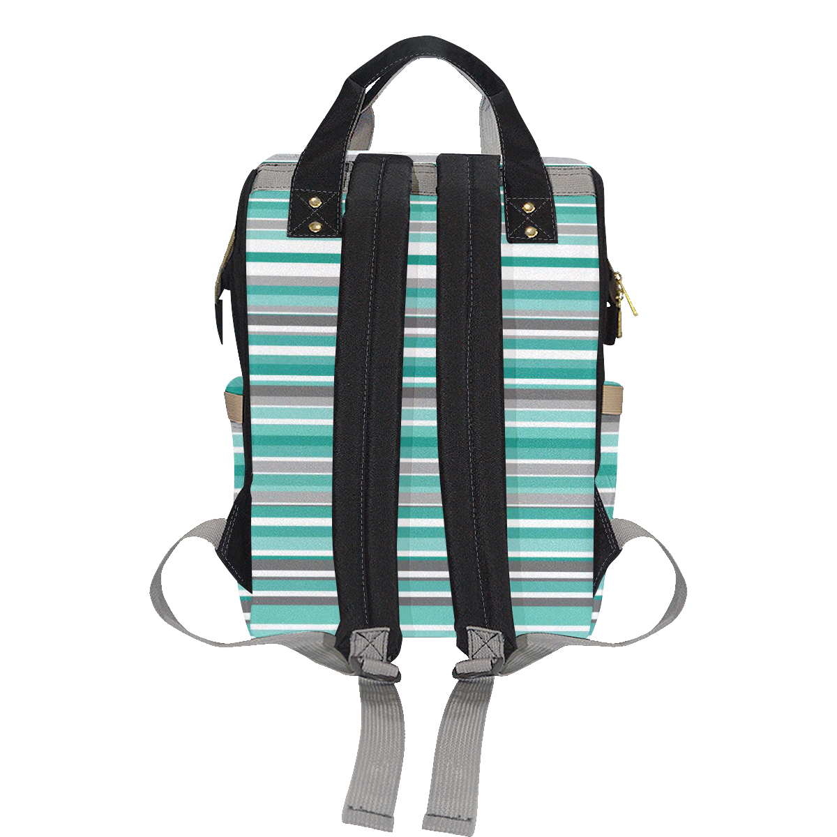 Turquoise Grey Stripe Patterns Multi-Function Diaper Backpack/Diaper Bag (Model 1688)