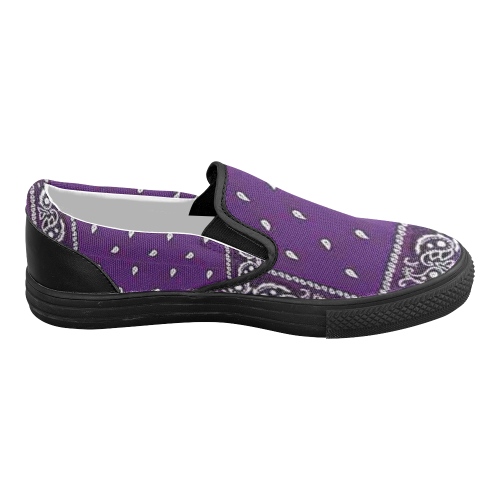 Purple Bandana Women's Slip-on Canvas Shoes (Model 019)