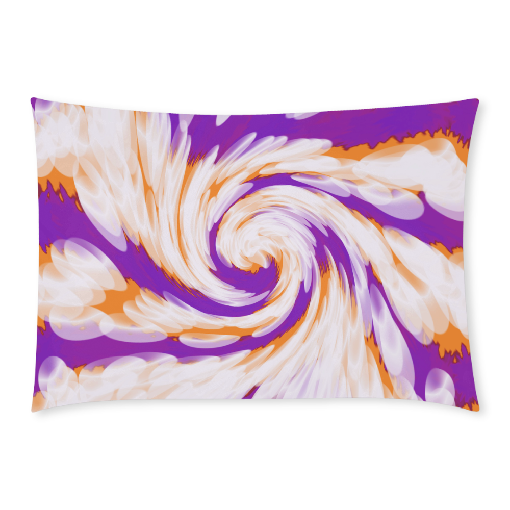 Purple Orange Tie Dye Swirl Abstract Custom Rectangle Pillow Case 20x30 (One Side)