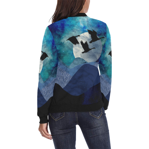 Night In The Mountains All Over Print Bomber Jacket for Women (Model H36)