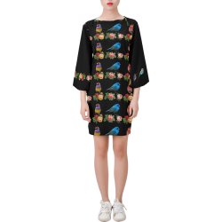 All the Birds and Flowers Bell Sleeve Dress (Model D52)