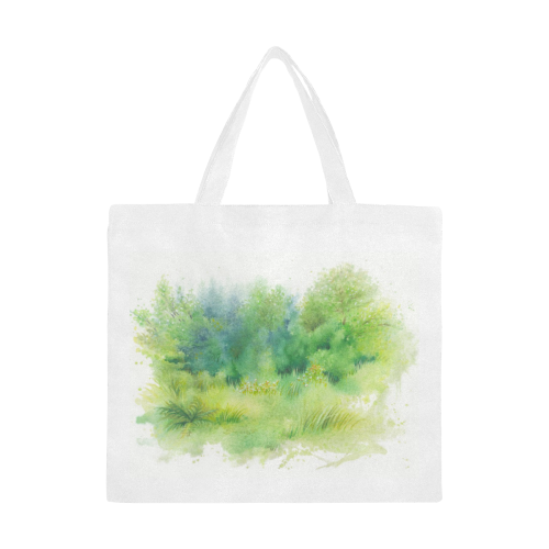 Inviting Greenery Landscape Watercolors Canvas Tote Bag/Large (Model 1702)