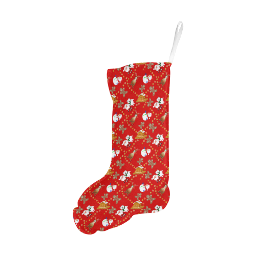 Christmas Gingerbread Snowman and Santa Claus Christmas Stocking (Without Folded Top)