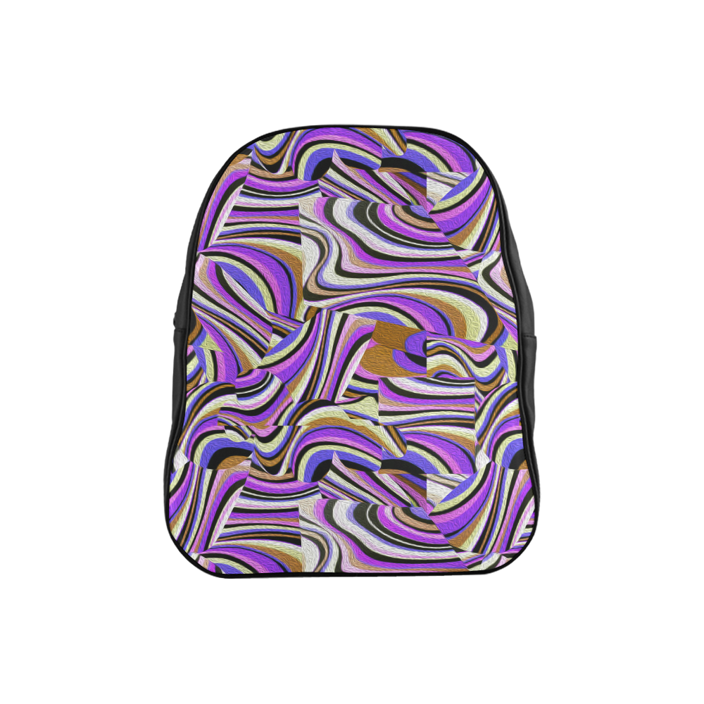 Groovy Retro Renewal - Purple Waves School Backpack (Model 1601)(Medium)