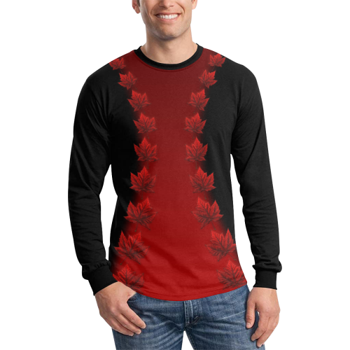 Canada Maple Leaf Long Sleeve Shirts Men's All Over Print Long Sleeve T-shirt (Model T51)