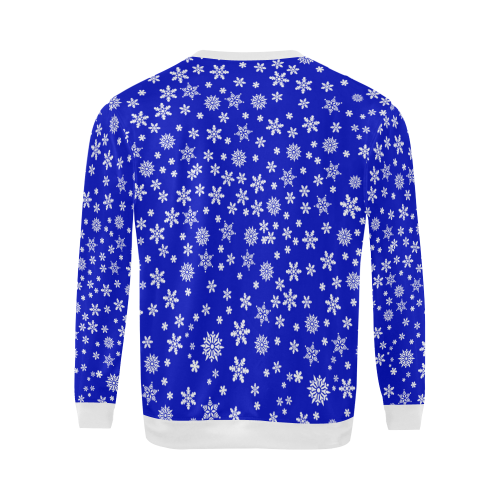 Christmas White Snowflakes on Blue All Over Print Crewneck Sweatshirt for Men (Model H18)