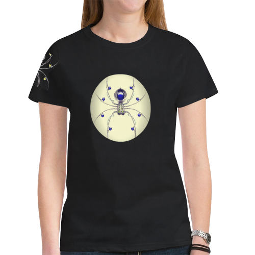 Spider in a yellow circle New All Over Print T-shirt for Women (Model T45)