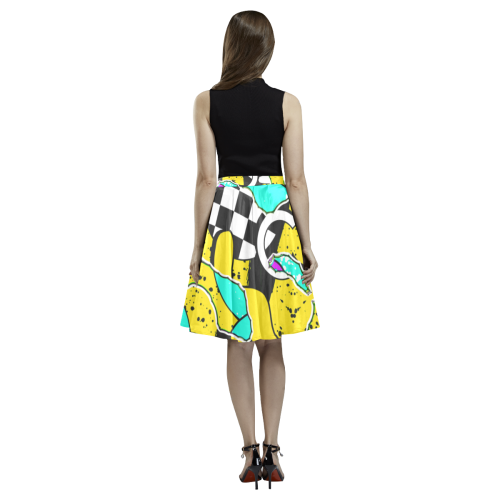 Shapes on a yellow background Melete Pleated Midi Skirt (Model D15)