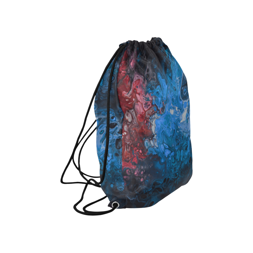Fantasy Swirl Blue Red. Large Drawstring Bag Model 1604 (Twin Sides)  16.5"(W) * 19.3"(H)