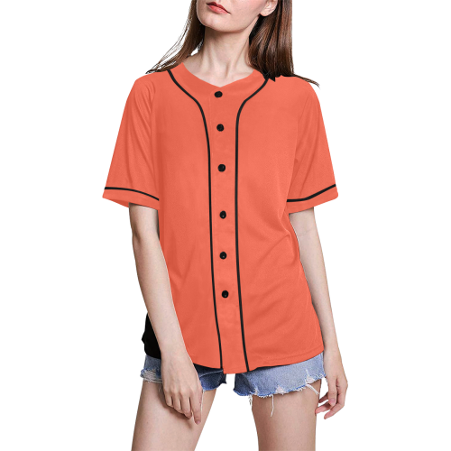 color tomato All Over Print Baseball Jersey for Women (Model T50)