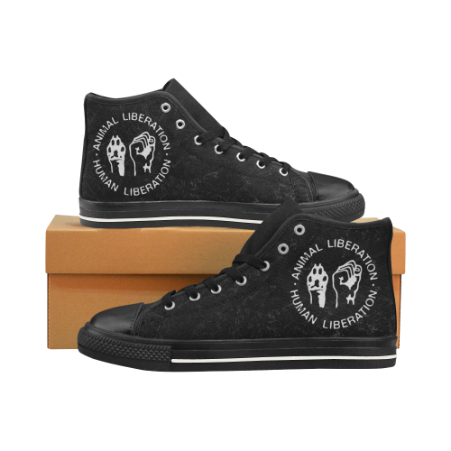 Animal Liberation, Human Liberation Men’s Classic High Top Canvas Shoes /Large Size (Model 017)