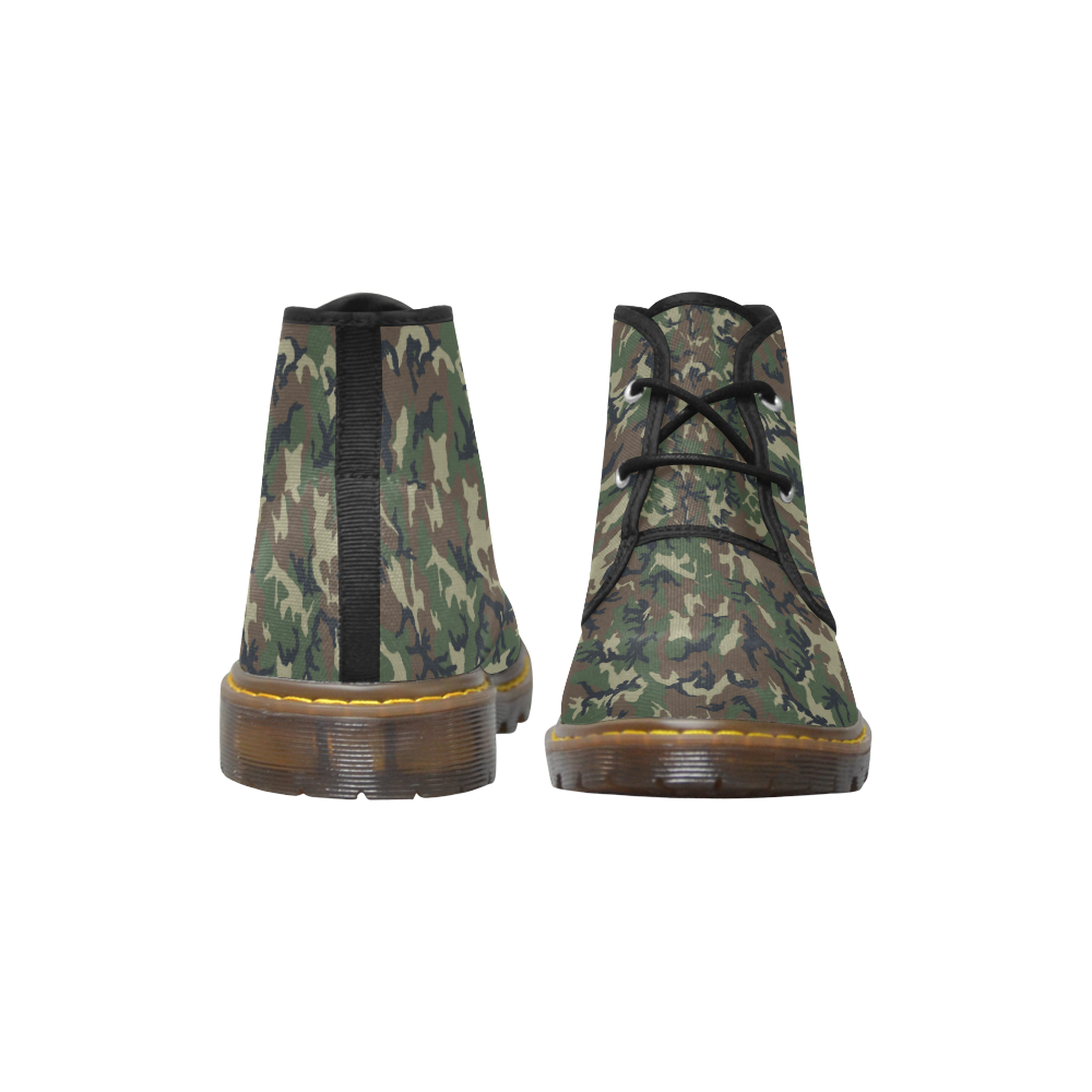 Woodland Forest Green Camouflage Men's Canvas Chukka Boots (Model 2402-1)