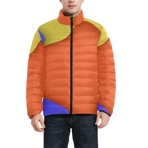 chaqueta acolchada multicolor Men's Stand Collar Padded Jacket (Model H41)