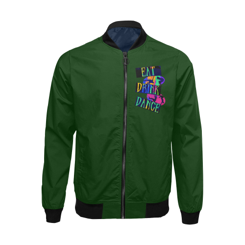 Break Dancing Colorful / Green All Over Print Bomber Jacket for Men/Large Size (Model H19)