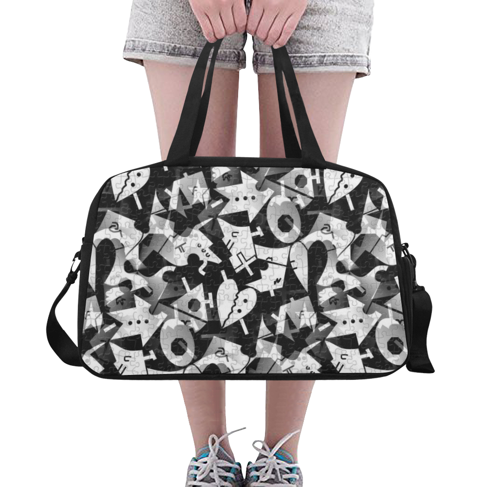 Black and White Pop Art by Nico Bielow Fitness Handbag (Model 1671)