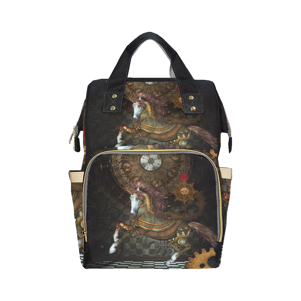 Steampunk, wonderful steampunk horse Multi-Function Diaper Backpack/Diaper Bag (Model 1688)