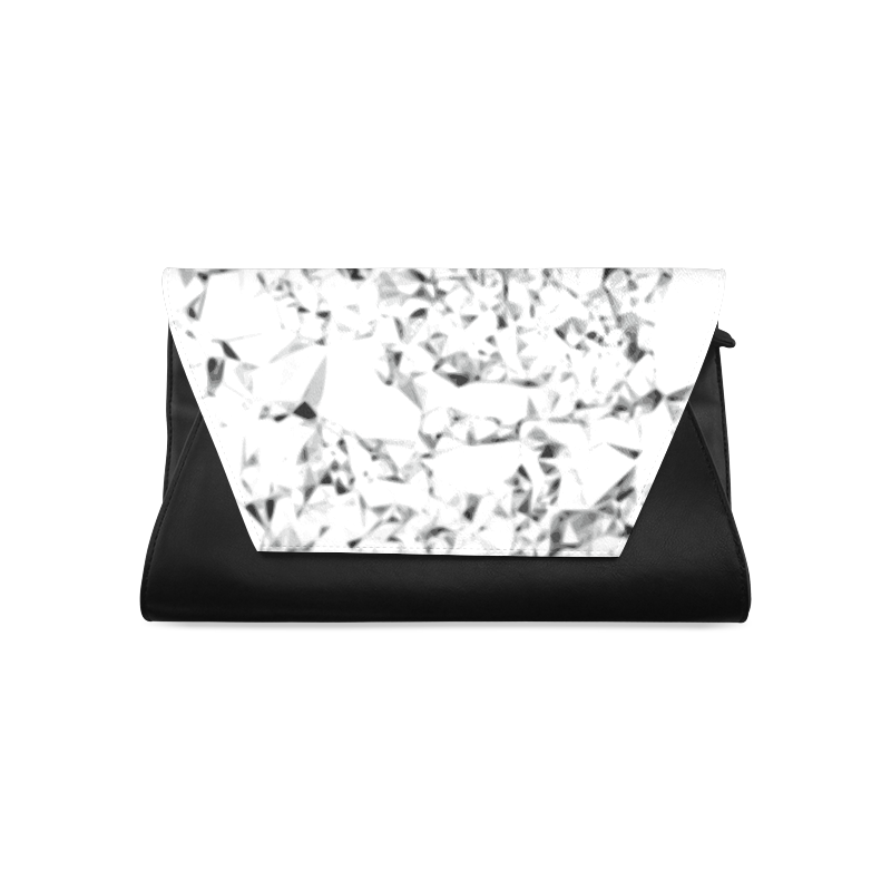 Diamond white silver grey black triangle geometric abstract Clutch Bag (Model 1630)