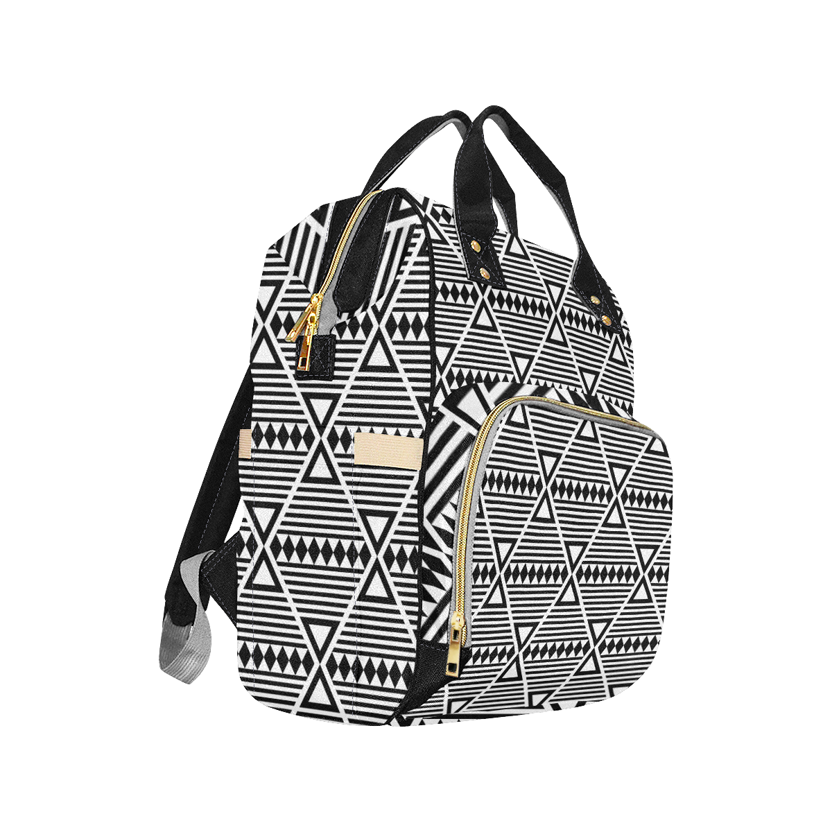 Black Aztec Tribal Multi-Function Diaper Backpack/Diaper Bag (Model 1688)