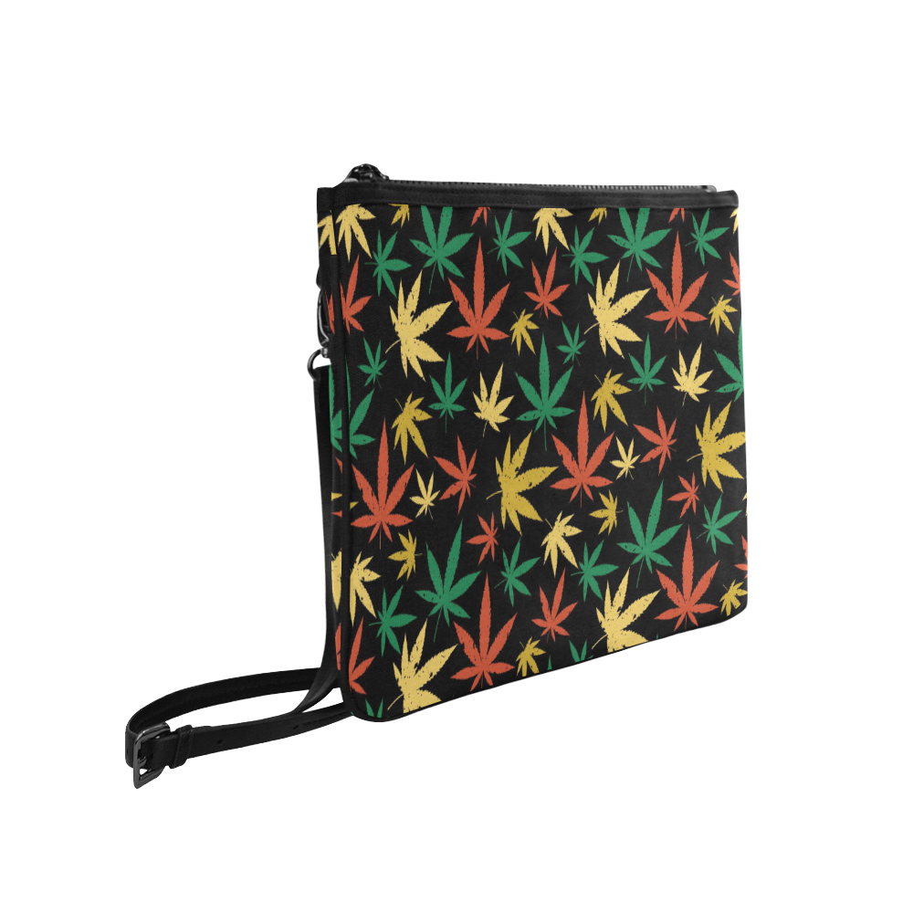 Cannabis Pattern Slim Clutch Bag (Model 1668)