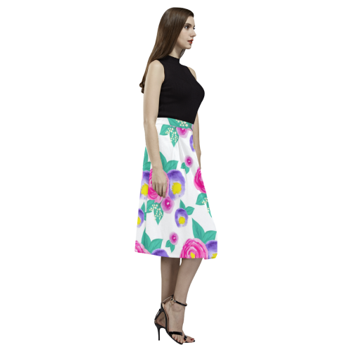 Watercolor Flowers Aoede Crepe Skirt (Model D16)