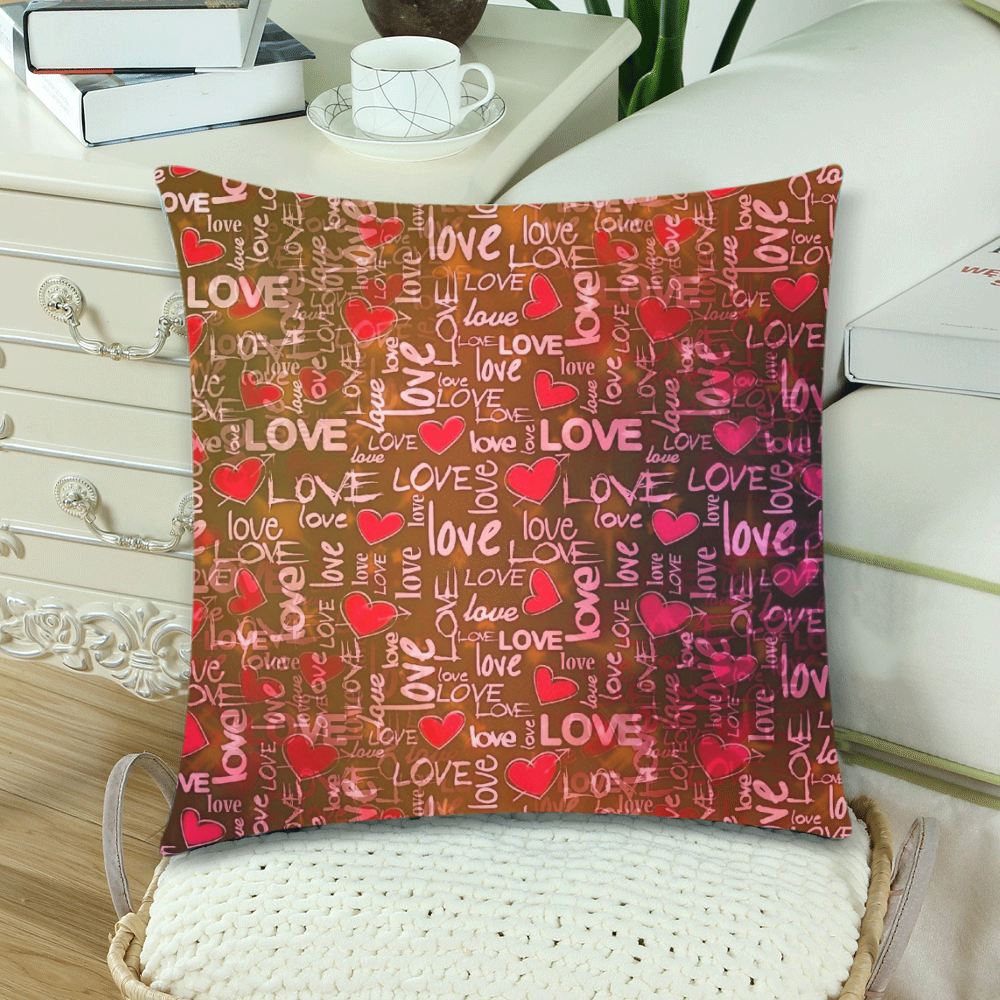 Big Love Pattern by K.Merske Custom Zippered Pillow Cases 18"x 18" (Twin Sides) (Set of 2)