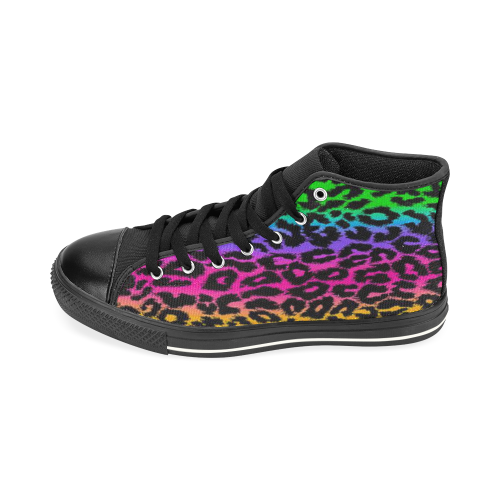 Tiger rainbow High Top Canvas Shoes for Kid (Model 017)