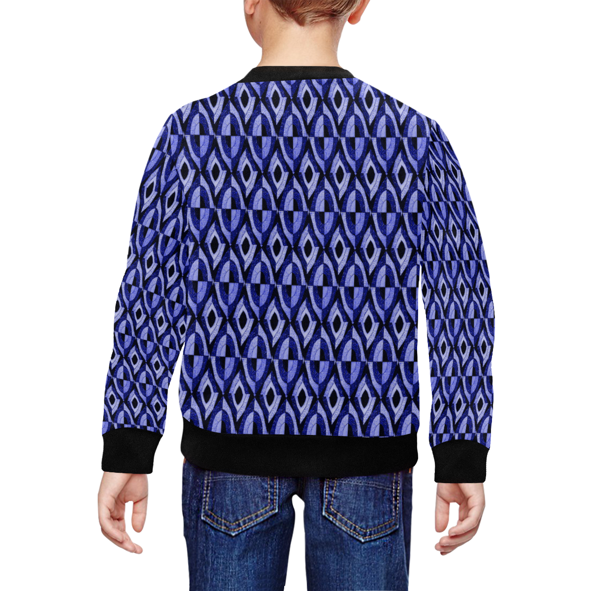 geometric blue All Over Print Crewneck Sweatshirt for Kids (Model H29)