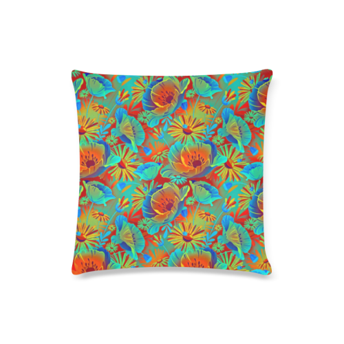 bright tropical floral Custom Zippered Pillow Case 16"x16"(Twin Sides)