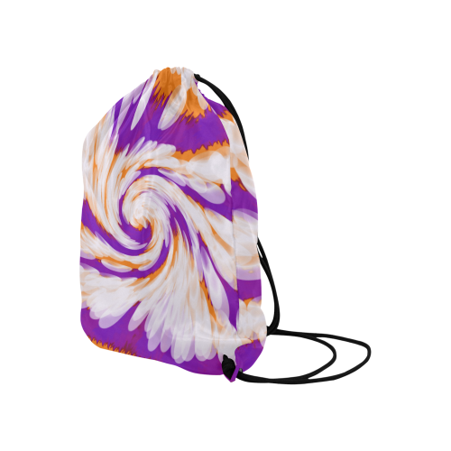 Purple Orange Tie Dye Swirl Abstract Large Drawstring Bag Model 1604 (Twin Sides)  16.5"(W) * 19.3"(H)