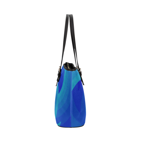 Royal blue wave Leather Tote Bag/Large (Model 1651)
