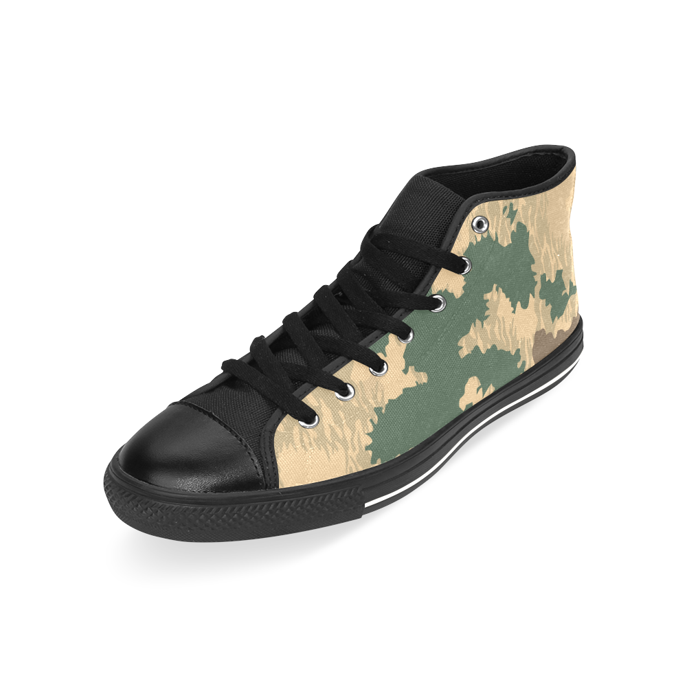 Three-Tone Camo Men’s Classic High Top Canvas Shoes /Large Size (Model 017)