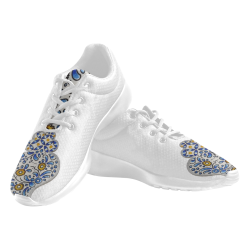 Blue and Yellow Heart Women's Athletic Shoes (Model 0200)