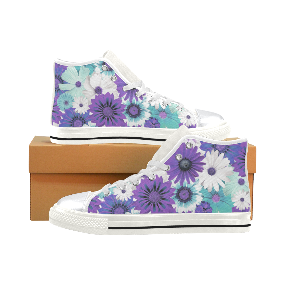 Spring Time Flowers 6 High Top Canvas Women's Shoes/Large Size (Model 017)