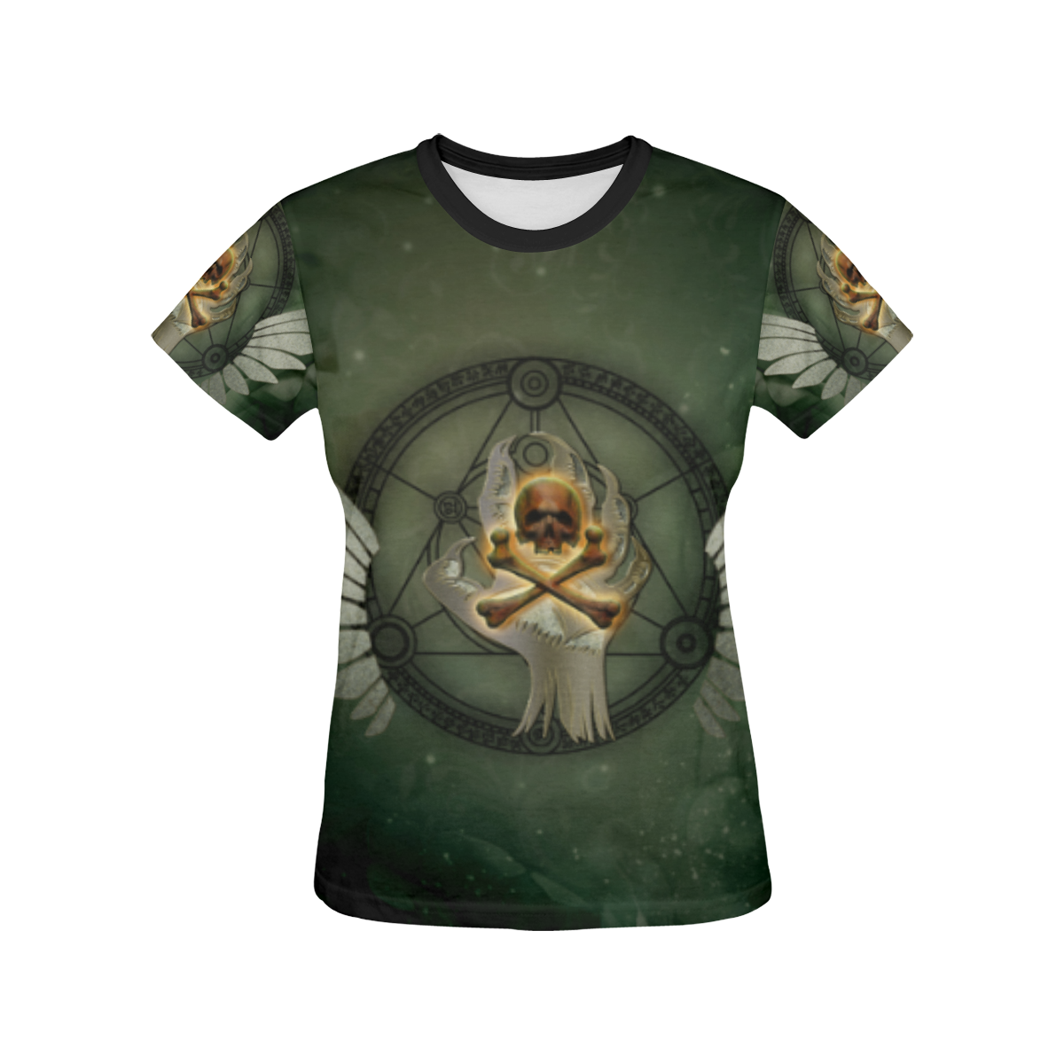 Skull in a hand All Over Print T-shirt for Women/Large Size (USA Size) (Model T40)