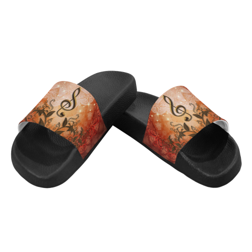 Music, clef on antique design Men's Slide Sandals (Model 057)