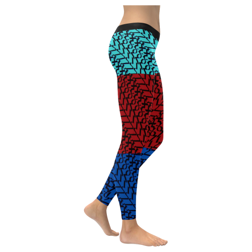 NUMBERS Collection 1234567 Multi color Women's Low Rise Leggings (Invisible Stitch) (Model L05)