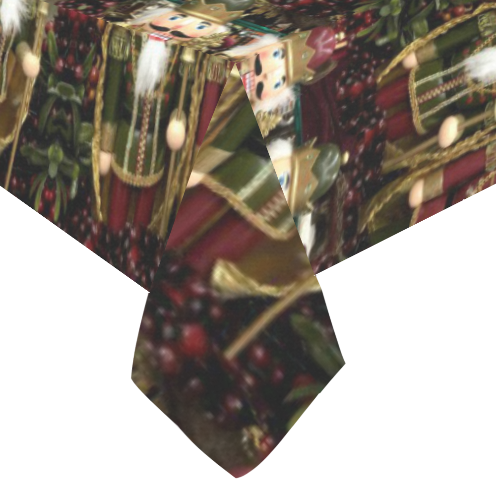 Golden Christmas Nutcrackers Cotton Linen Tablecloth 60"x120"