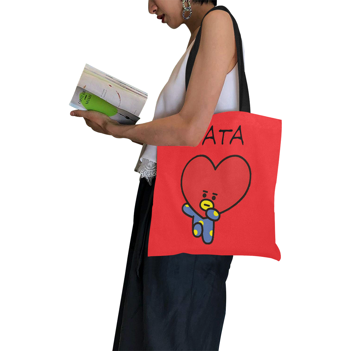 Tata All Over Print Canvas Tote Bag/Small (Model 1697)