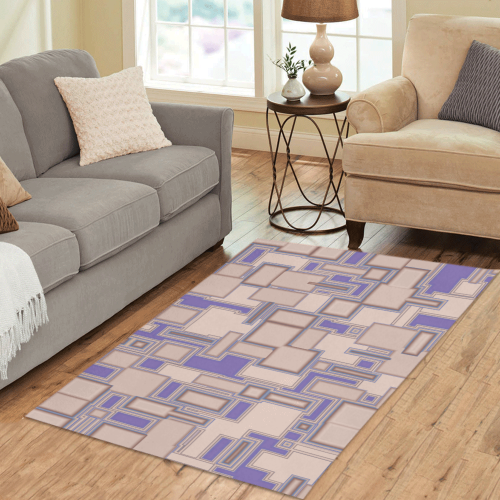 Beige and Purple Techie Abstract Area Rug 5'x3'3''