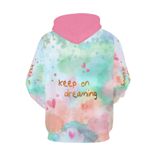 KEEP ON DREAMING - pastel All Over Print Hoodie for Women (USA Size) (Model H13)
