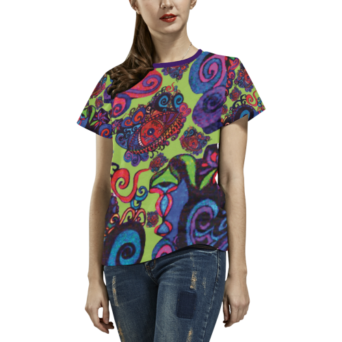 Your Paisley Eyes by Aleta All Over Print T-shirt for Women/Large Size (USA Size) (Model T40)