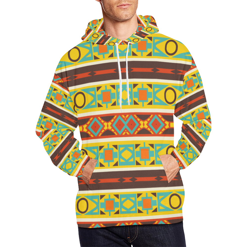 Ovals rhombus and squares All Over Print Hoodie for Men (USA Size) (Model H13)