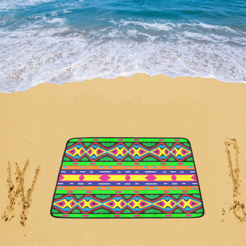 Distorted colorful shapes and stripes Beach Mat 78"x 60"