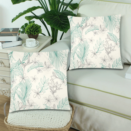 Aloha Plants Custom Zippered Pillow Cases 18"x 18" (Twin Sides) (Set of 2)